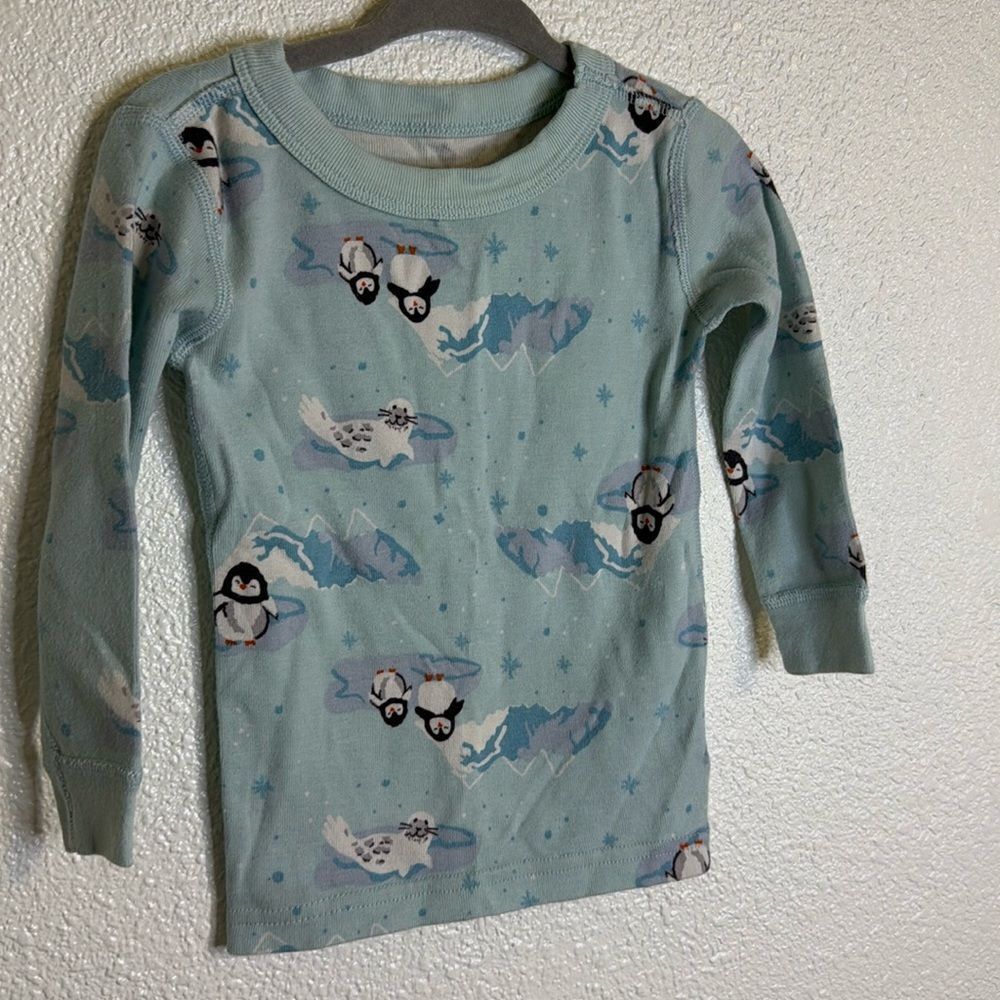 Hanna Andersson- moon and back- artic penguin print -pajama top- 2T